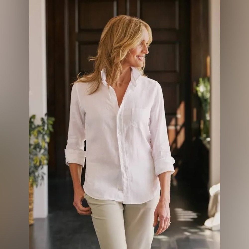 Frank & Eileen BARRY Tailored Button-Up Linen Shirt (104)